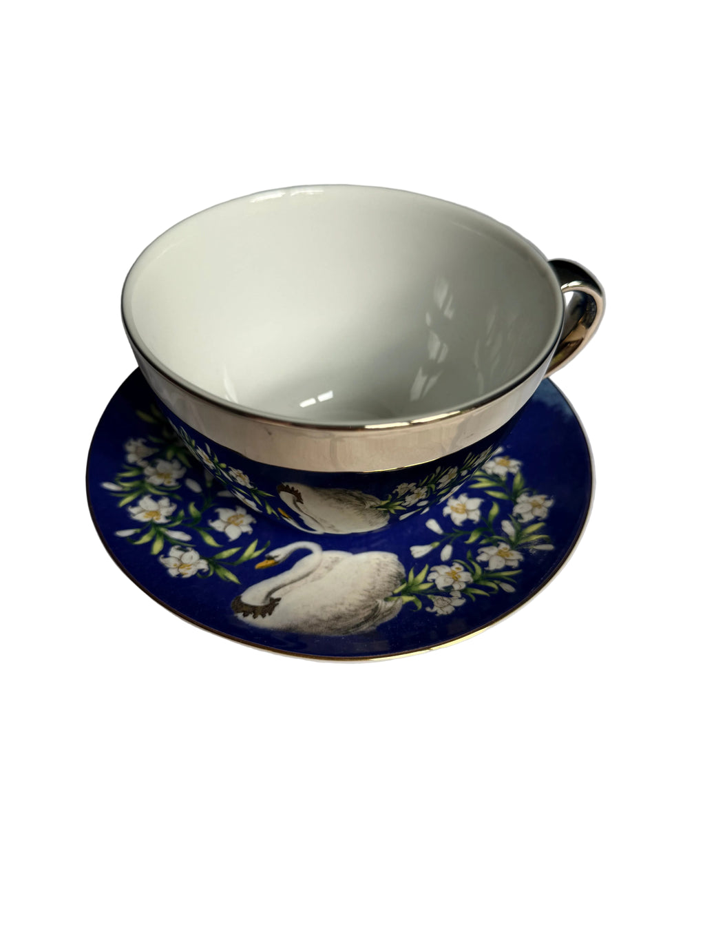 KulturGut Germany Neuschwanstein Castle Swan Porcelain Teacup & Saucer Set Bavarian