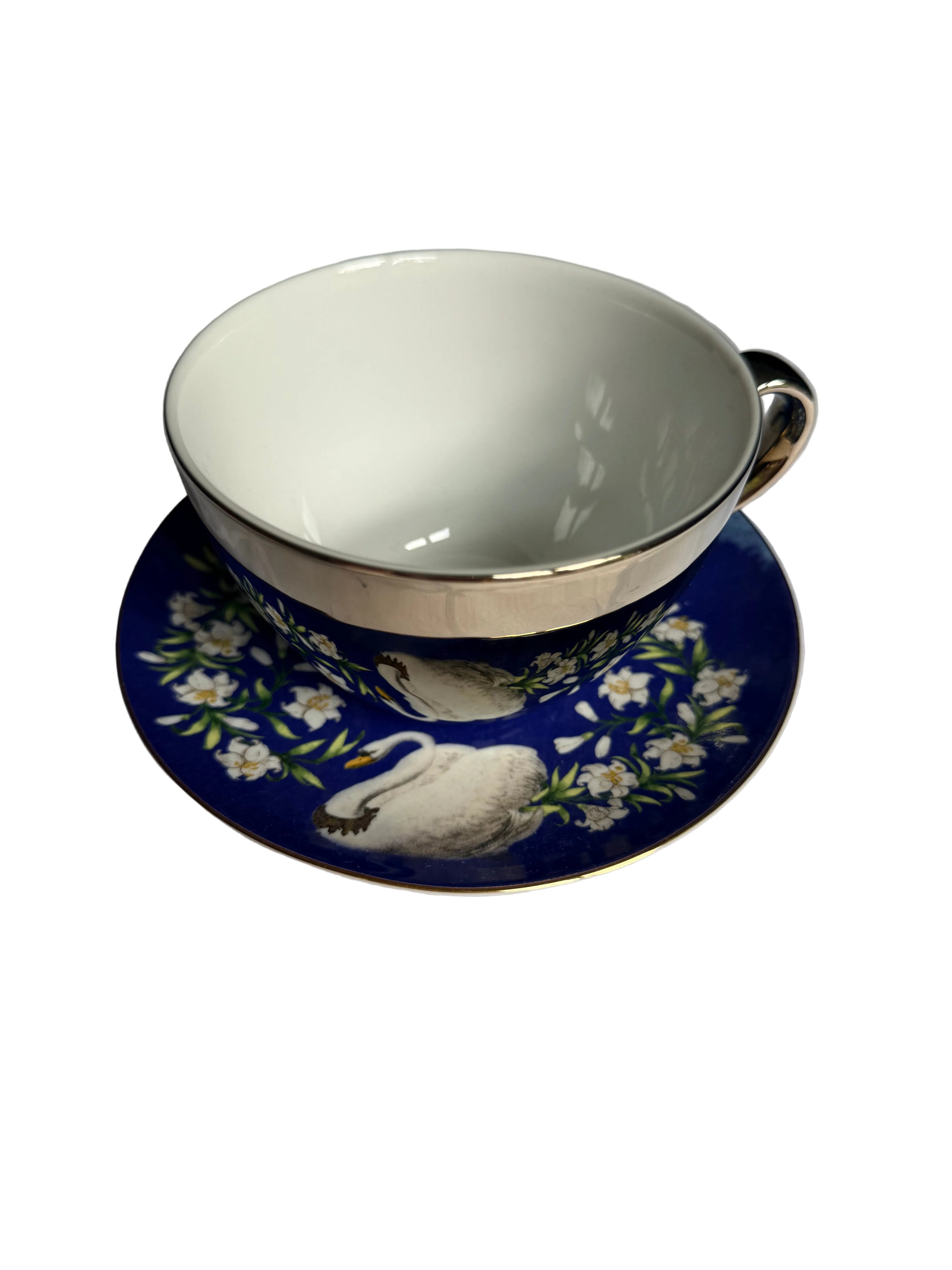 KulturGut Germany Neuschwanstein Castle Swan Porcelain Teacup & Saucer Set Bavarian