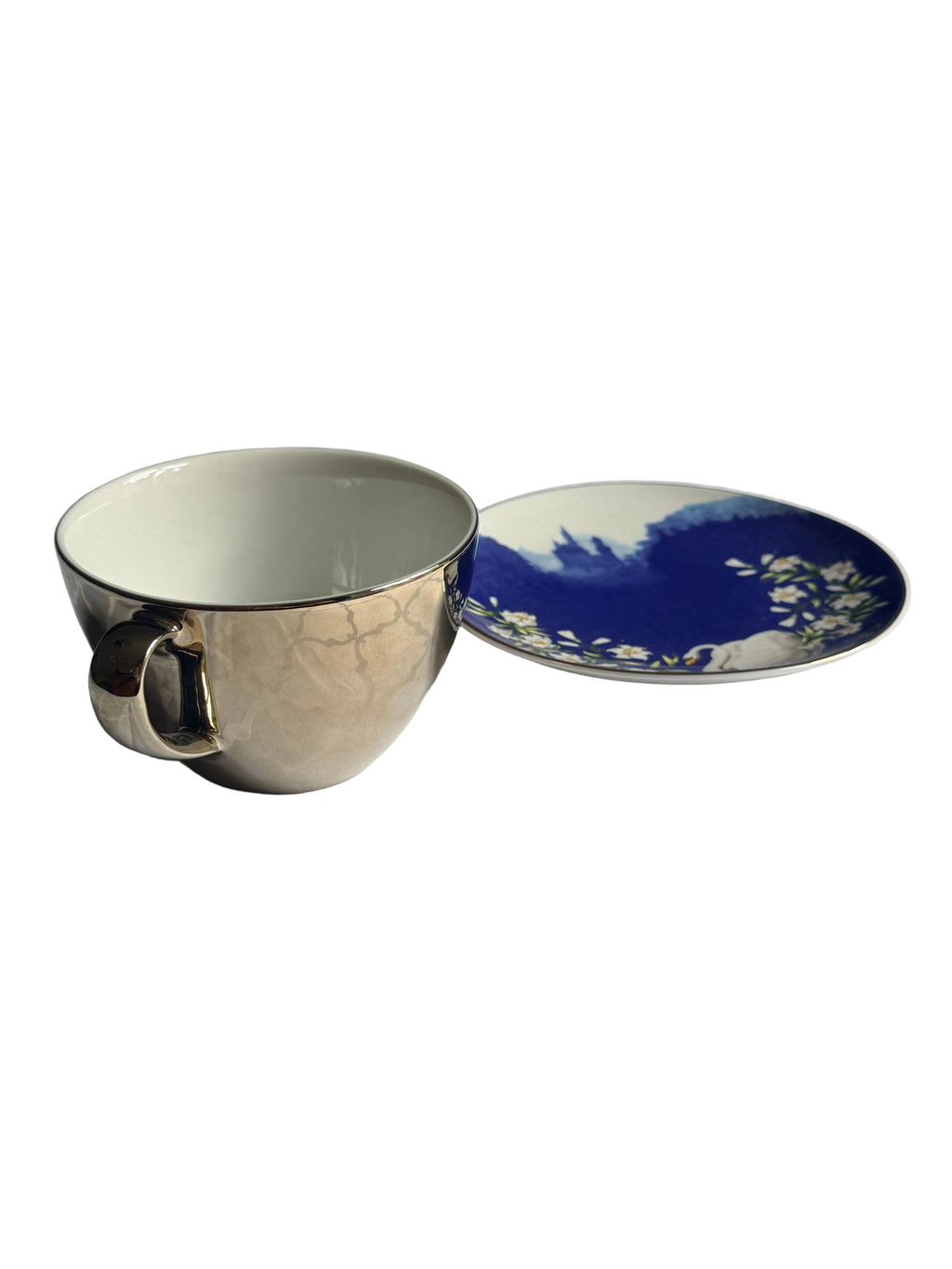 KulturGut Germany Neuschwanstein Castle Swan Porcelain Teacup & Saucer Set Bavarian