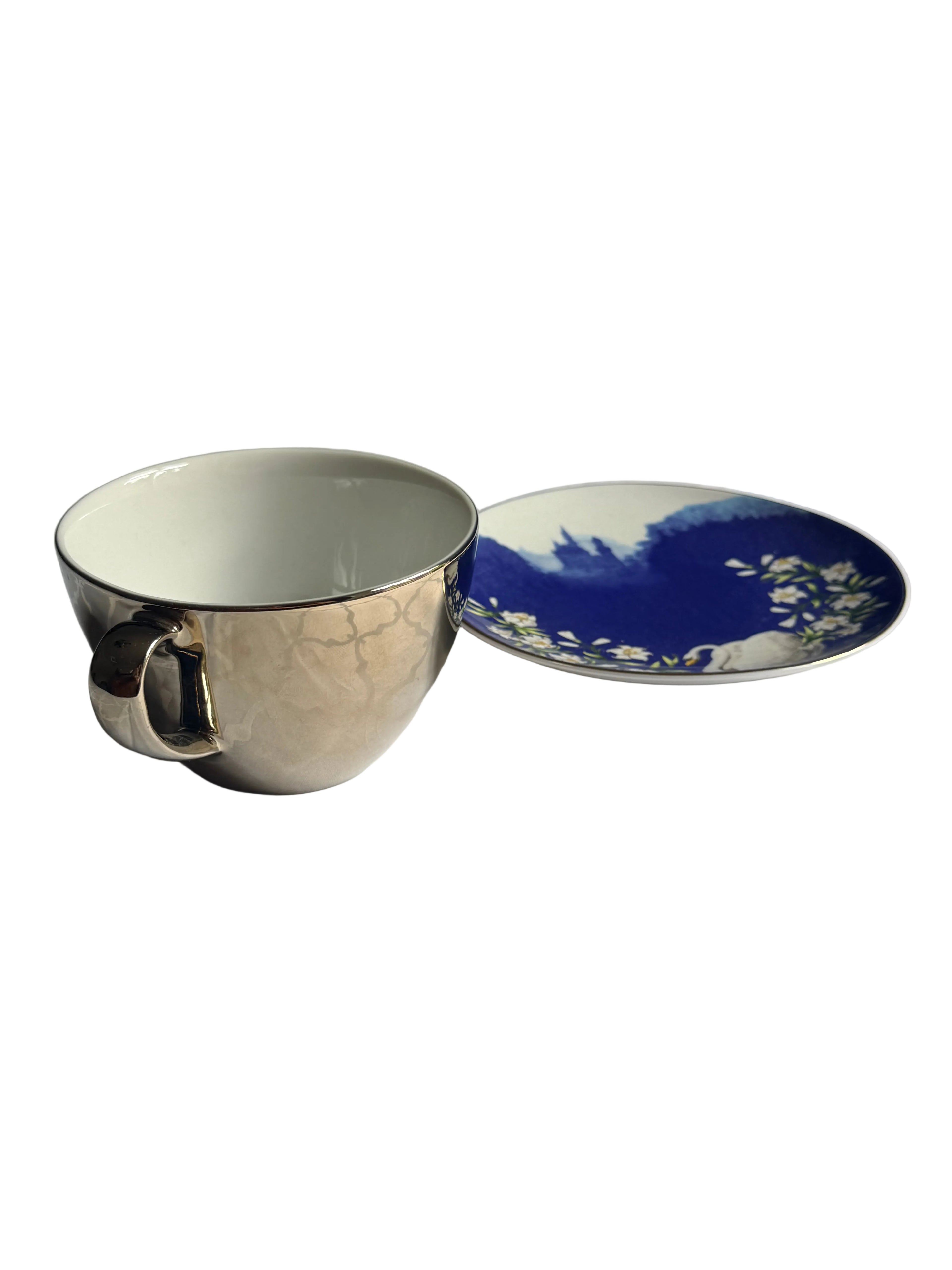 KulturGut Germany Neuschwanstein Castle Swan Porcelain Teacup & Saucer Set Bavarian