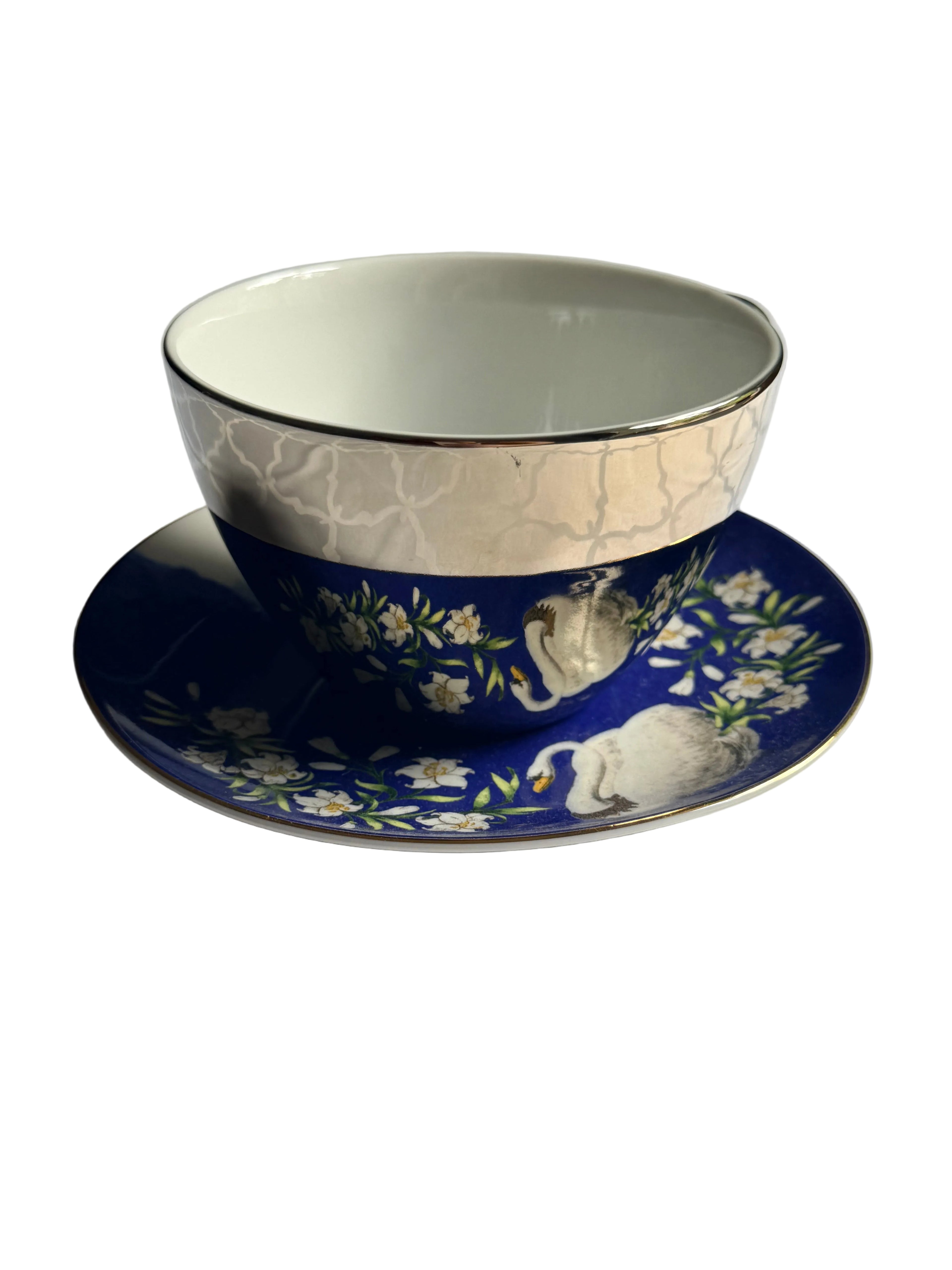 KulturGut Germany Neuschwanstein Castle Swan Porcelain Teacup & Saucer Set Bavarian